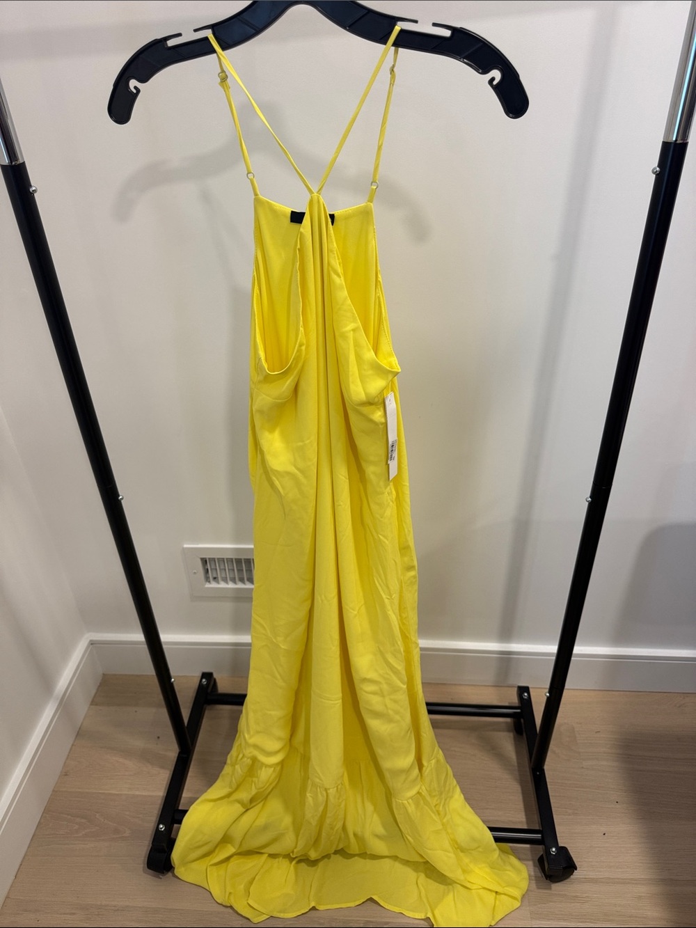 Aqua Yellow Spaghetti-Strap Maxi Dress